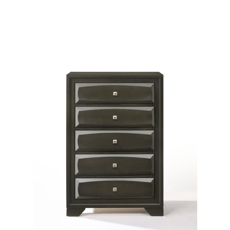 Commode 5 tiroirs Elif en gris antique