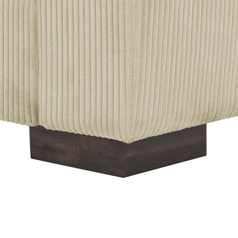 81'' Faux Leather Sofa, Cream Corduroy