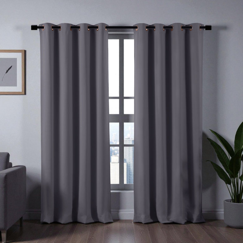 Tringle à rideaux simple réglable 1 po Audrinah, H 1,5 po x l 84 po x P 1,5 po, Noir