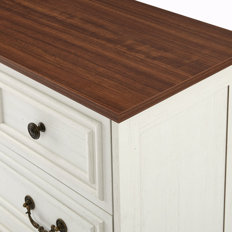 Commode 5 tiroirs pour chambre à coucher, Blanc