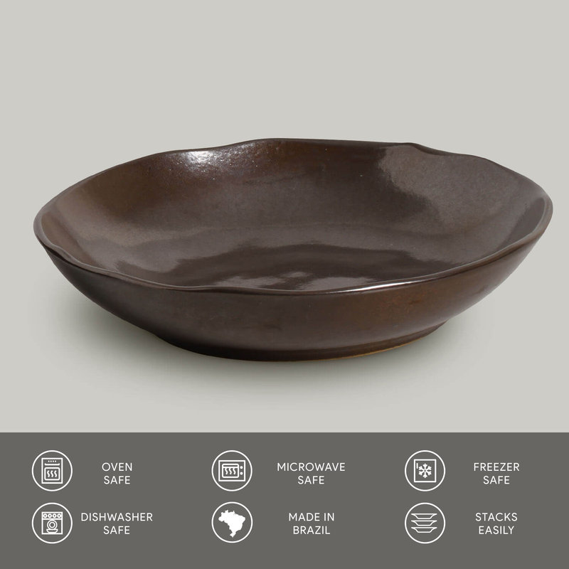 Handcrafted Dark Brown Porcelain Salad/Dessert Plates Set of 6