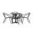 Johannette Round Aluminum Indoor-Outdoor Restaurant Dining Table Set with 4 Slat Back Chairs-93389844-93389843