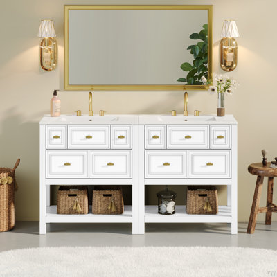 Ensemble de meuble-lavabo simple 60 po avec lavabo en céramique 60 po