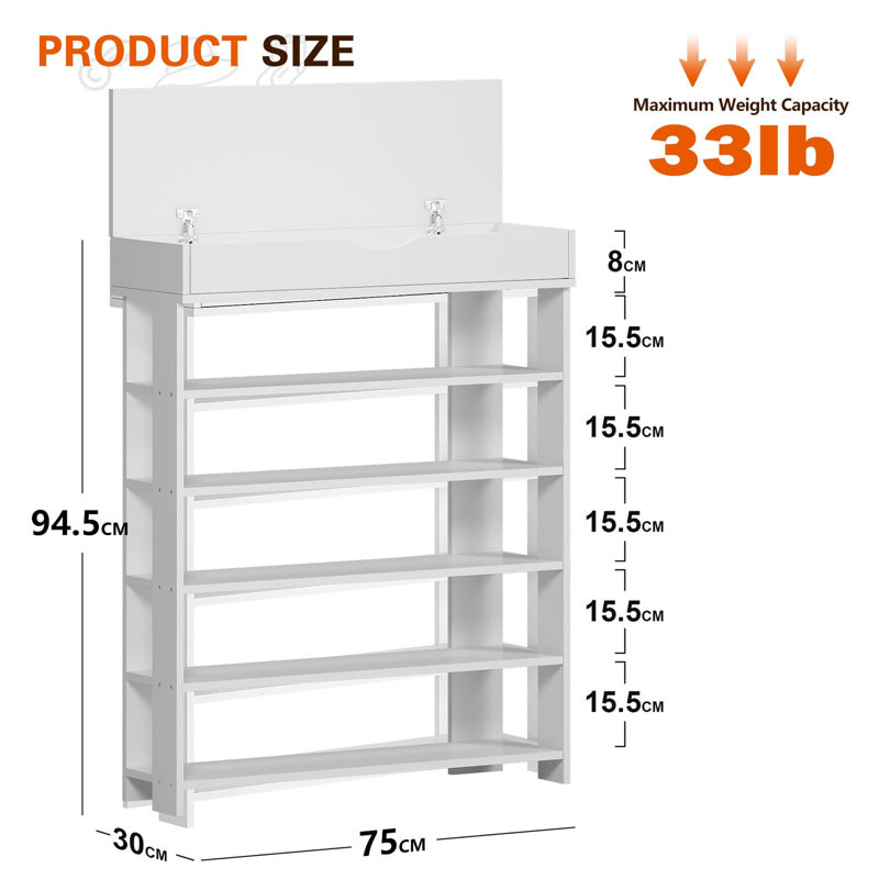 20 Pair Shoe Rack, White