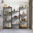 Triple Column 4 Tier Bookshelf, Industrial Triple Bookcase with 11 Open Display Shelves, Adjustable Wide Shelf for Living Room, Bedroom, Home and Office, Dark Grey-1567186408