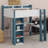 Wood Loft Bed With Built-In Storage Shelves, Clothes Rails And Desk-1543122386