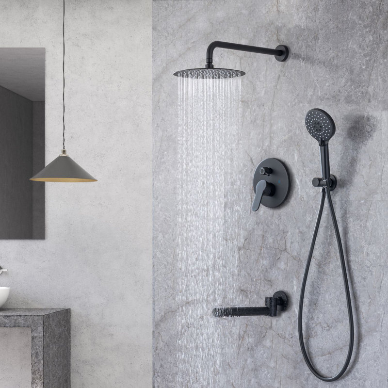 Complete Shower System with Rough in-Valve, Matte Black
