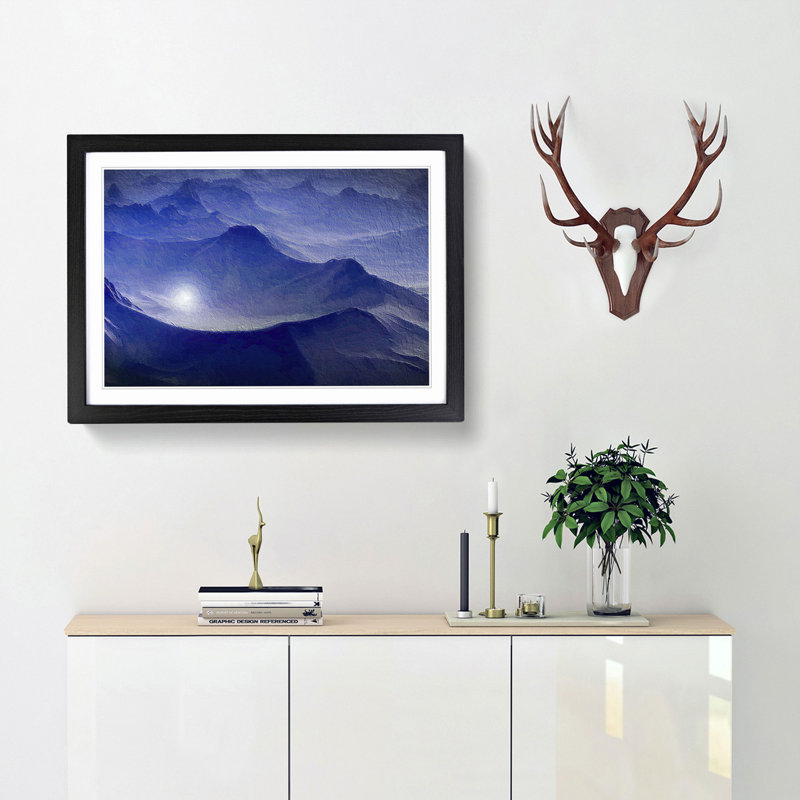 Mountain Tops - Picture Frame Painting Print, Black Framed, 27cm H x 36cm W x 2cm D