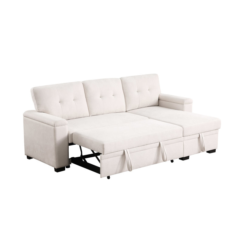 Beige Fabric Ii Sectional Featuring Storage Chaise And Sleeper Function - With Option