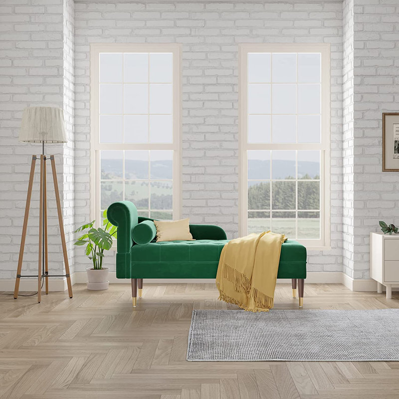 Hymes Velvet Chaise Lounge, Green