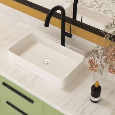 Lavabo de salle de bain rectangulaire en céramique blanche 24 po x 14 po