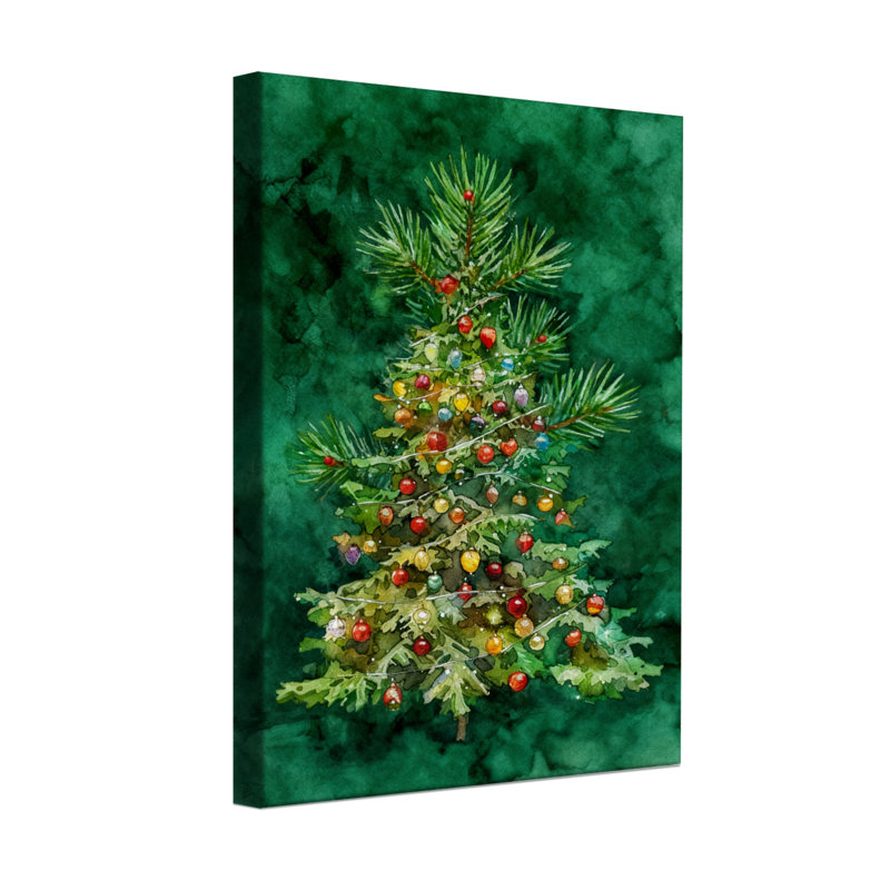 Christmas Christmas Tree With Colourful Berries On Green Background, 18" H x 12" W
