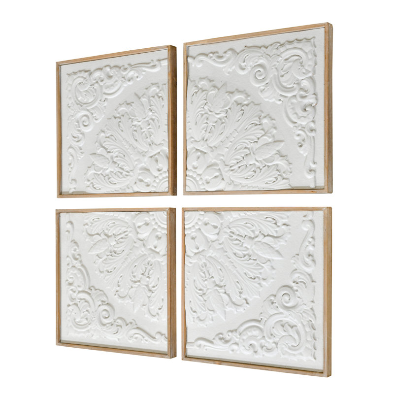 Set Of 4 White Wall Panel Décor