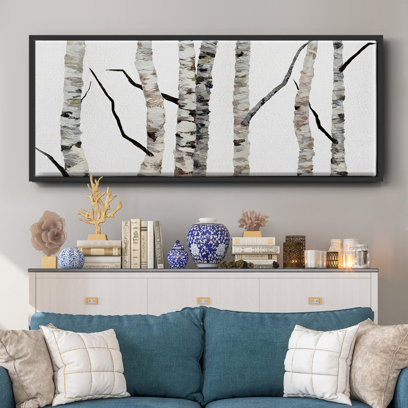 Birch Trees II- Framed Canvas, 24" H x 60" W