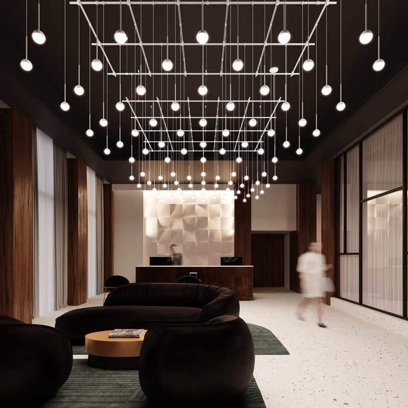 Lustre géométrique à DEL 49 lumières Suspender®, Blanc satiné
