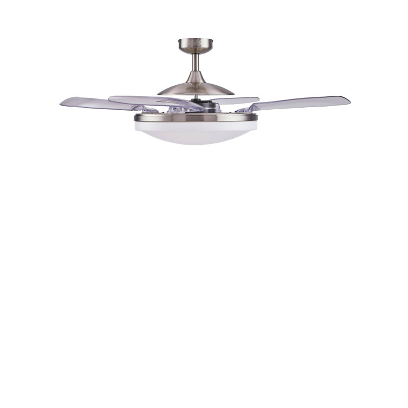 Adilene 122cm Ceiling Fan with Light Kit, White with Brushed Chrome Blades