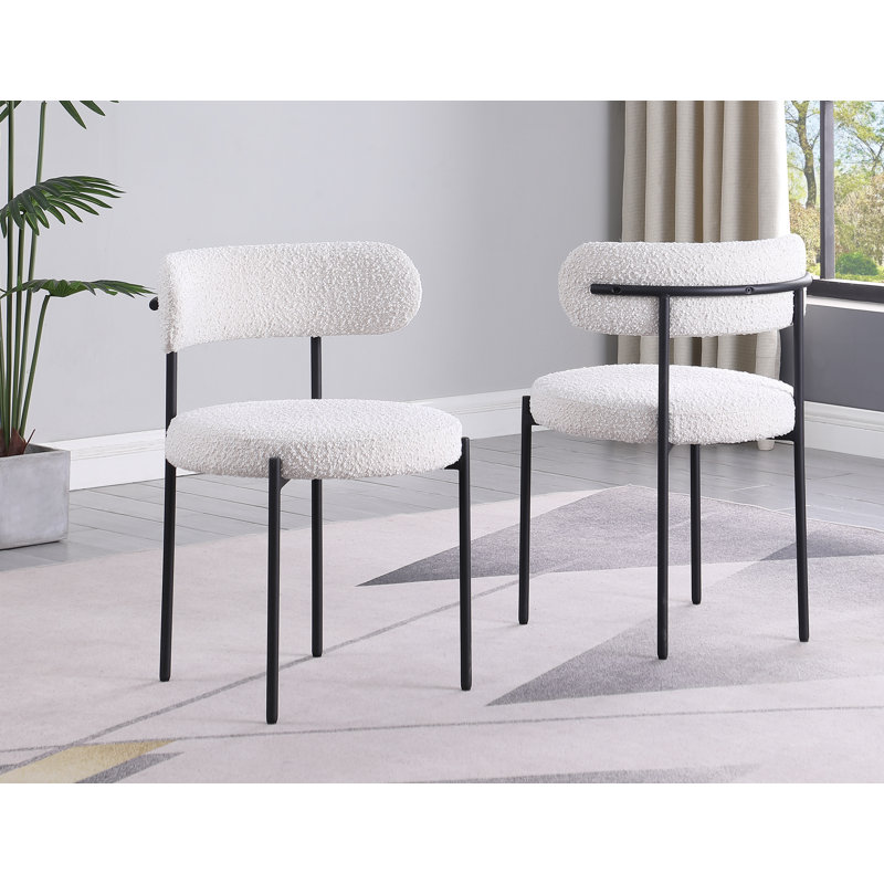 Chaise d'appoint Azianna Boucle, Crème, crème, Noir, noir, noir, noir