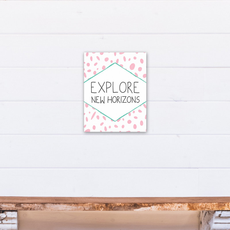 Art sur toile, "explore new horizons" Britton, H 14 po x l 11 po x P 1,25 po, Rose