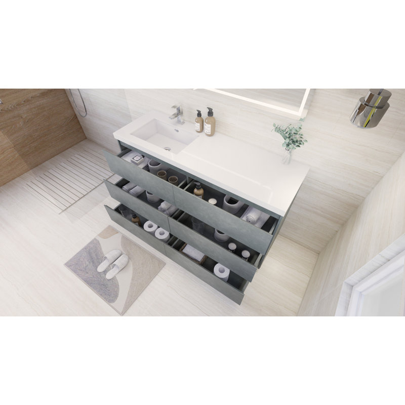 Ensemble de meuble-lavabo simple 60 po Hardy, Gris ciment