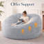 71" Giant Foam Bean Bag Chair, Oversized Round Chaise Lounge with Side Pocket for Kids, Teens, Adults, Grey-38961892