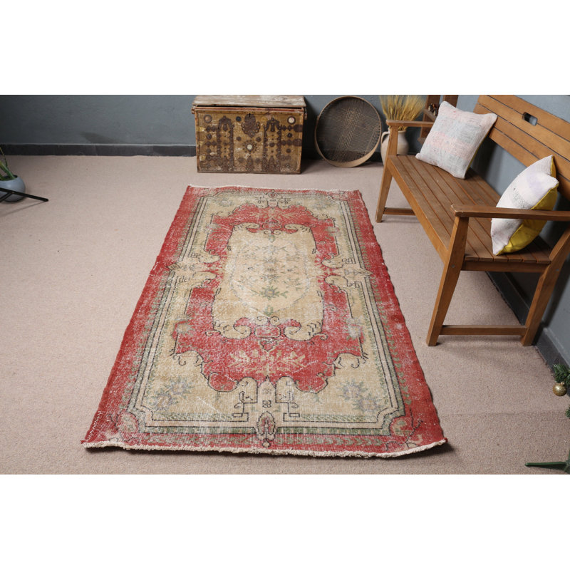 Tapis turc rétro à motif floral beige est un tapis tissé à la main unique pour une décoration intérieure élégante