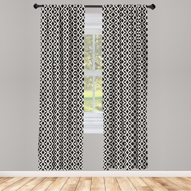 Herringbone Geometric Semi-Sheer Rod Pocket Curtain Panels, 28" x 84"