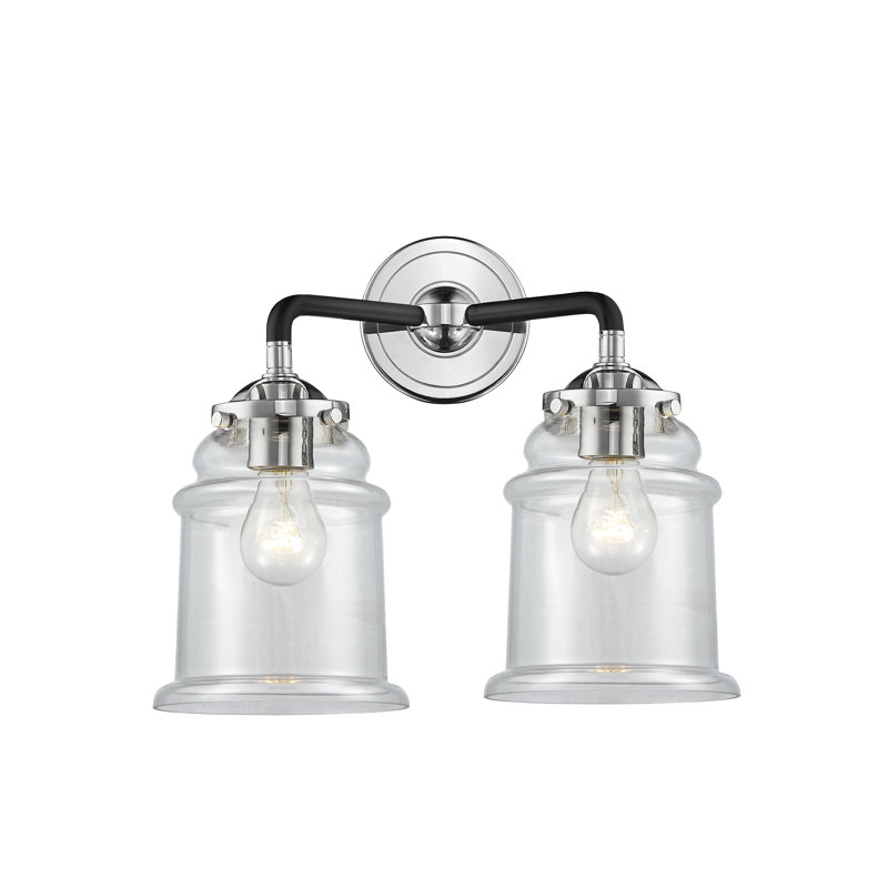 Éclairage pour meuble-lavabo à 2 lumières à intensité variable Alexandira, Incandescent, Transparent, Nickel poli noir