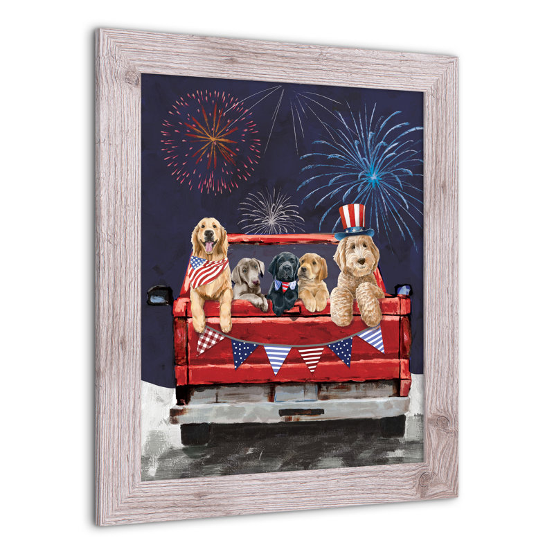 Chiot patriotique - impression, Cadre blanc
