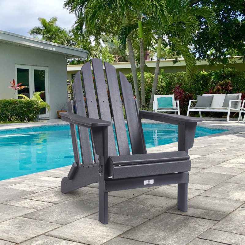 Aponte Foldable Outdoor Adirondack Chair, Grey