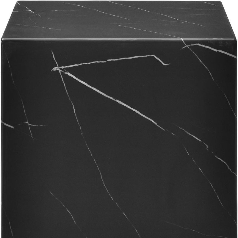20" Black Marble Square Block End Table