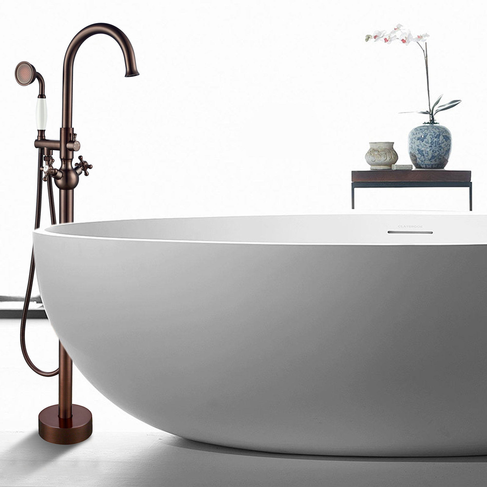 Loeb Floor Freestanding Tub Filler with Diverter, Oil-Rubbed Bronze