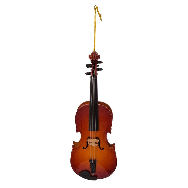 Kurt Adler 5.5" Wood Violin Ornament with Leather Case
