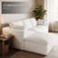 Canapé 3 places en lin blanc avec pouf, ensemble de canapé moderne rembourré