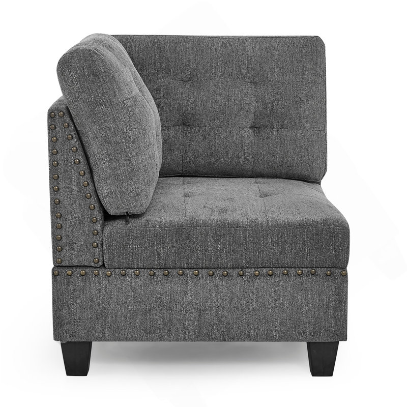 Canapé d'angle pour canapé modulaire, chenille grise (31,5 po x 31,5 po x 36,5 po)