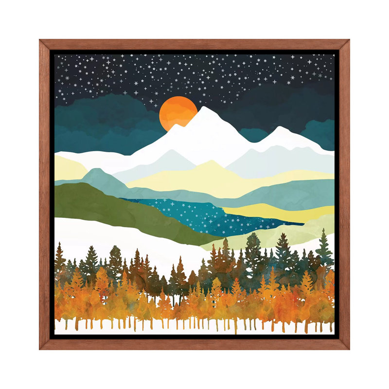 Nuit d'hiver - impression, Cadre flottant brun, H 26 po x l 26 po x P 1,5 po