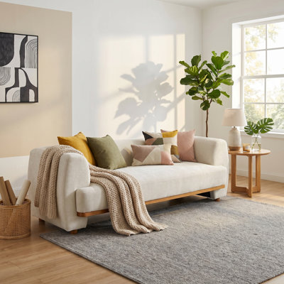 79" Modern Velvet Curved Sofa, Elegant 3-Seater Couch with Wood Accents, Low-Profile Upholstered Sofa for Living Room, Bedroom Sitting Area, Apartment