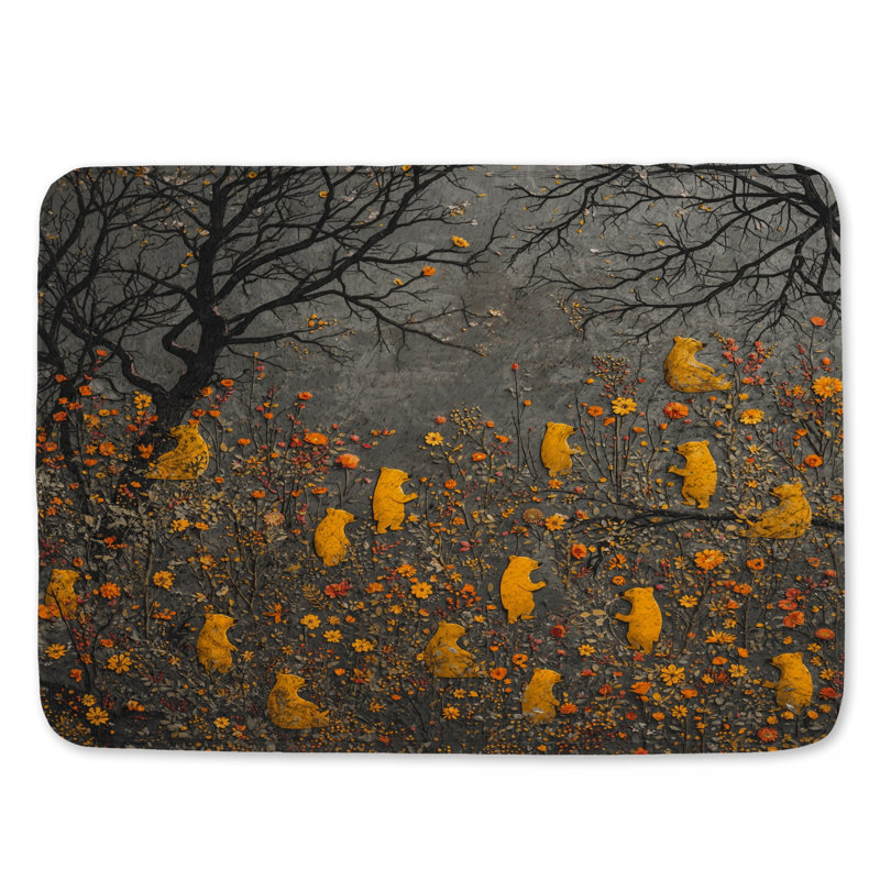 Tapis de bain «Yellow Bears In Forest», L 24 po x L 17 po