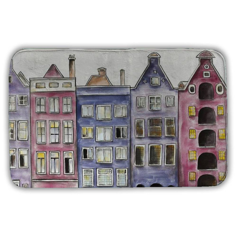 Old historic houses amsterdam Bath Mat with Non-Slip Backing - Quick Dry Memory Foam Bathroom Rug - Absorbent - Modern Plush Spa-Style - Machine Washable