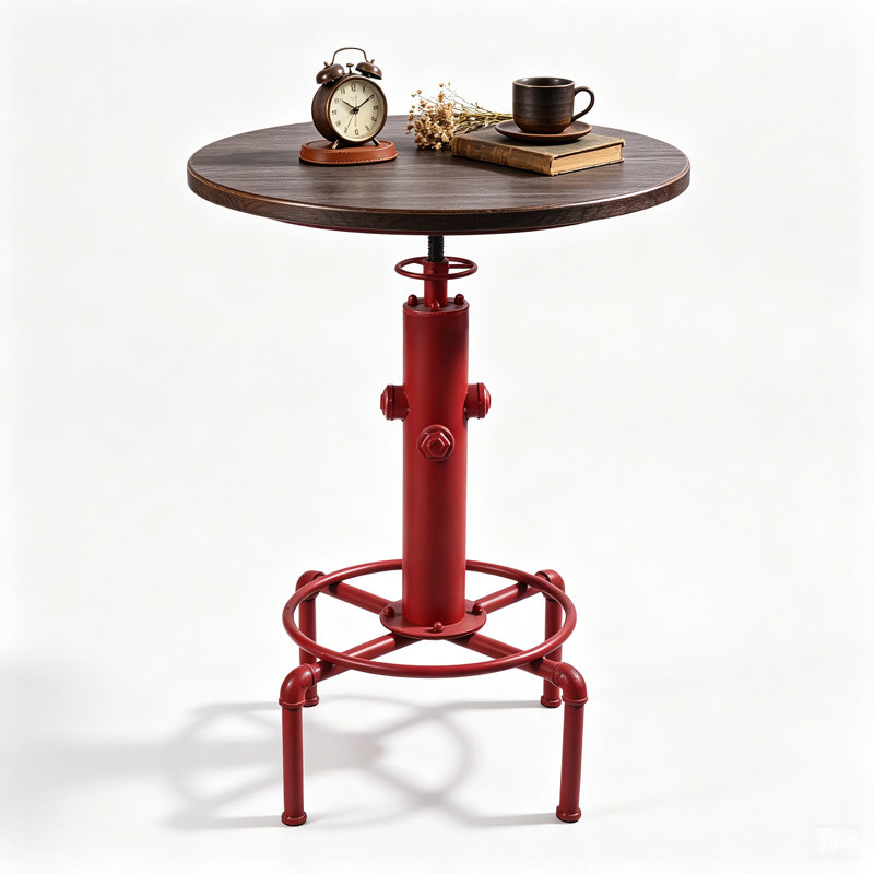 Table bistro industrielle 32,28 à 36,22 po, Brun / rouge antique