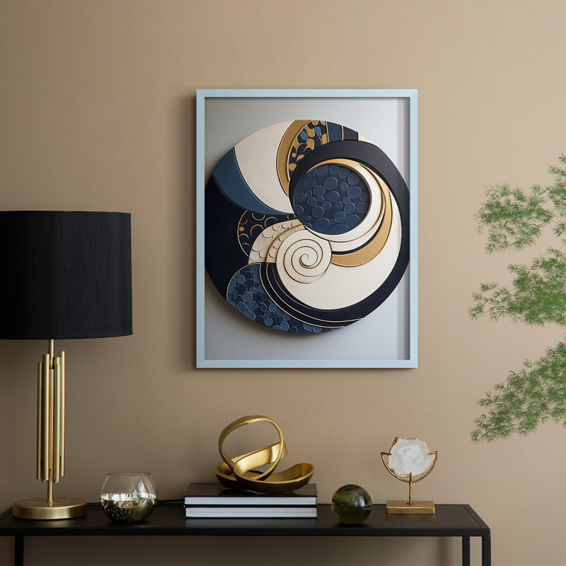 ABSTRACT Series DLIV Framed Print - Solid Wood, Blue, 15" H x 12" W