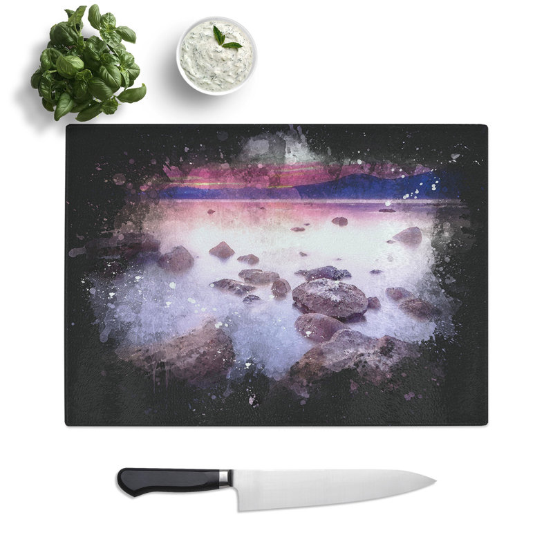 Tempered Glass Sunset over Lake Tahoe Chopping Board, 28.5 cm x 39 cm