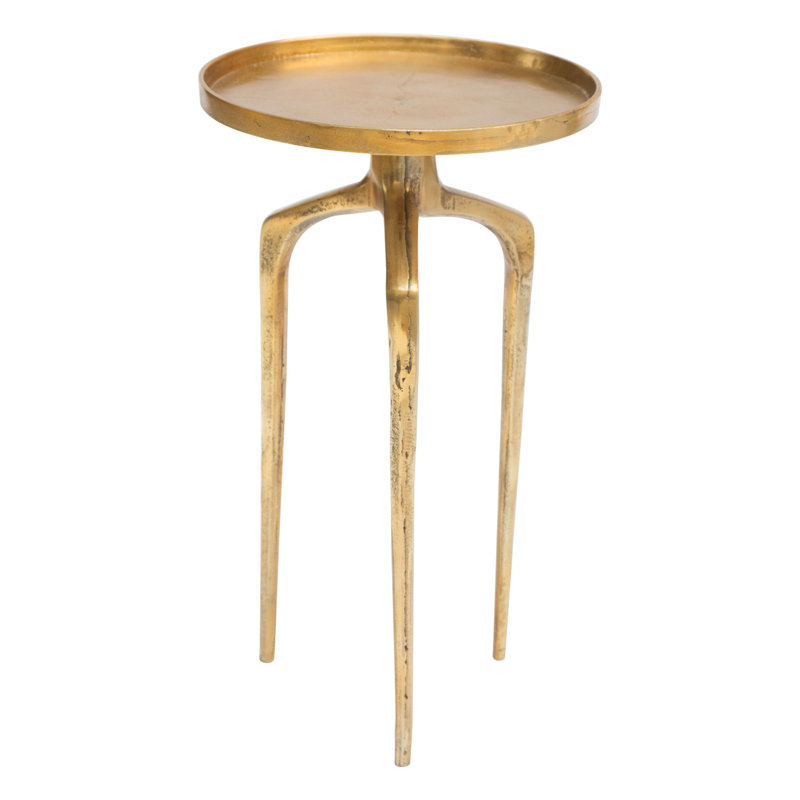 Antique Gold Round Metal Nesting Tables, Set of 2