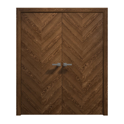 Interior Solid French Double Doors | Ego 5005 | Wood Interior Solid Panel Frame | Closet Bedroom Modern Doors