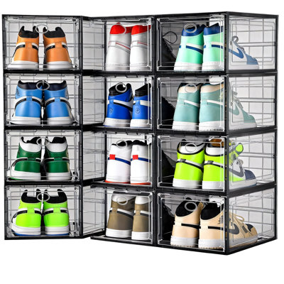Boîte de rangement pour chaussures avec porte magnétique, range-chaussures empilable, paquet de 12