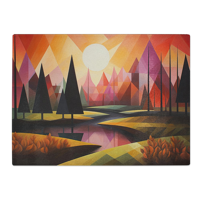 Landscape Geometric No.2  Glass Chopping Board