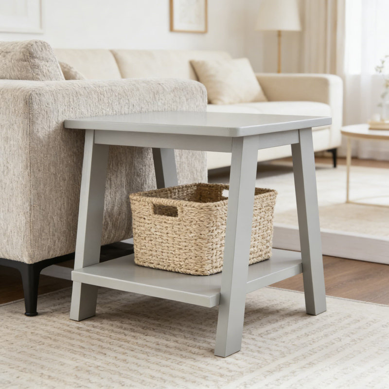 Table de bout moderne en bois avec tablette de rangement, pieds robustes à grand angle pour le salon, la chambre à coucher ou le bureau