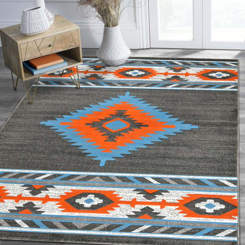 Geometric Indoor Rug, Rectangle 5' x 7'