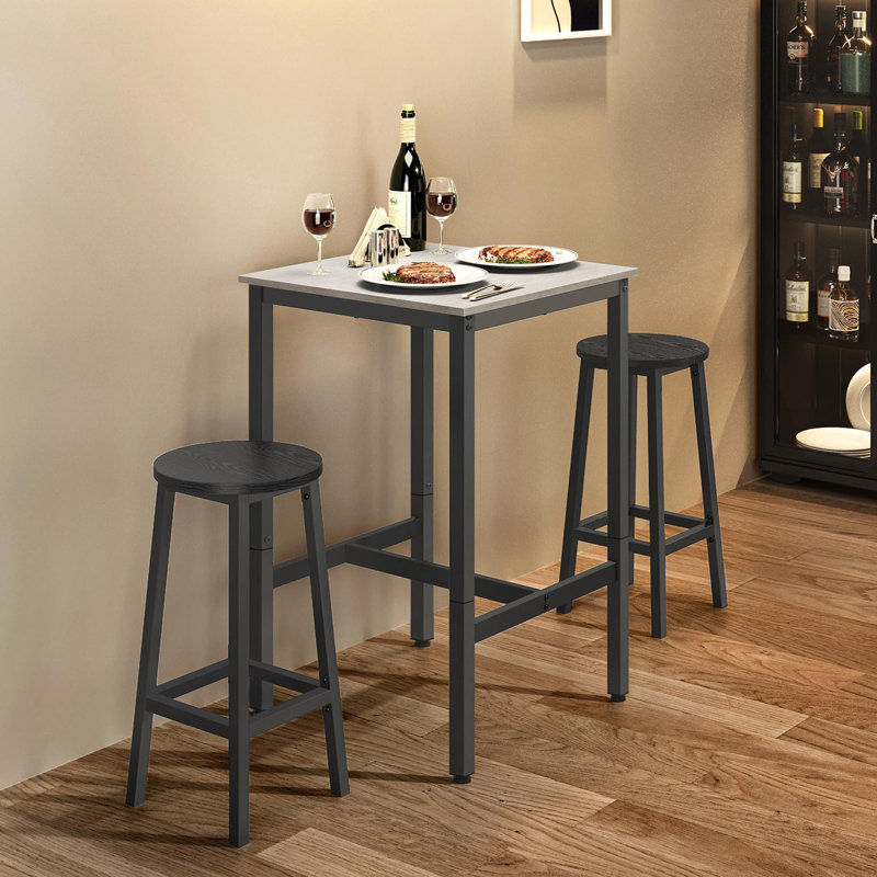 Belldas Square Metal Outdoor Bar Table , 60cm cm W 60cm cm D, Black, Vintage White