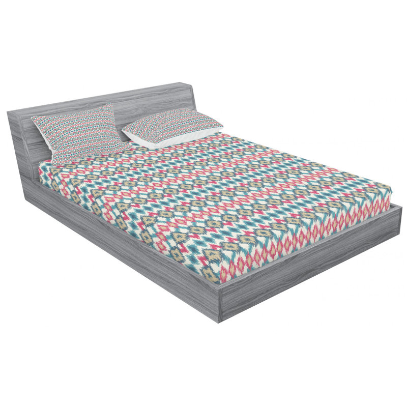 Microfiber Ikat Sheet Set, Full Sheet Set with Fitted Sheet