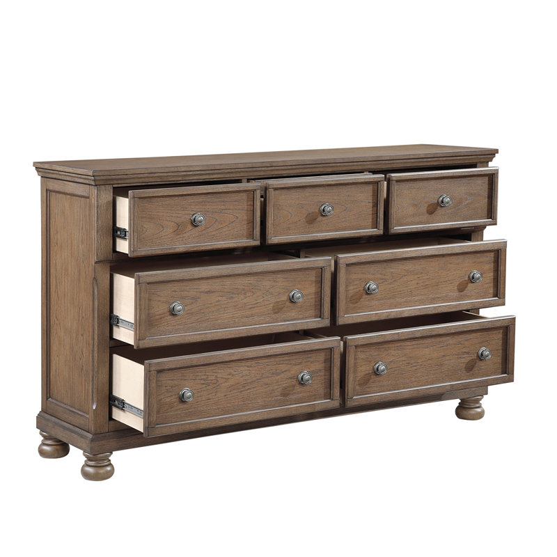 Commode de style transitionnel brun antique avec commode à bijoux 7X